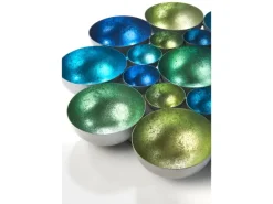 Kobolo Kerzenhalter Dekoschale BUBBLE Metall in Grün und Blautönen 40 cm