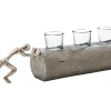 Kobolo Kerzenhalter Teelichthalter FORCE 49x10x14 cm Holz Metall Glas