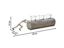 Kobolo Kerzenhalter Teelichthalter FORCE 49x10x14 cm Holz Metall Glas