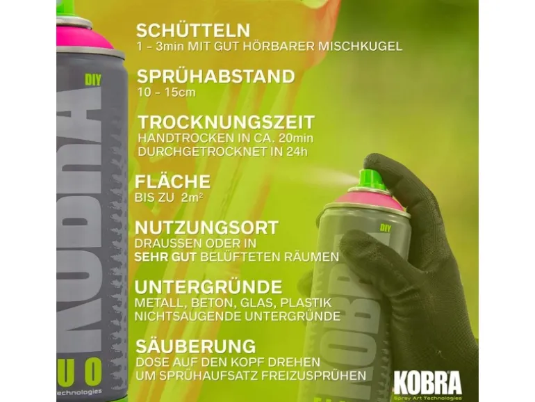 Kobra DIY Fluo Buntlack Spray 400ml Flour Neonrot Matt