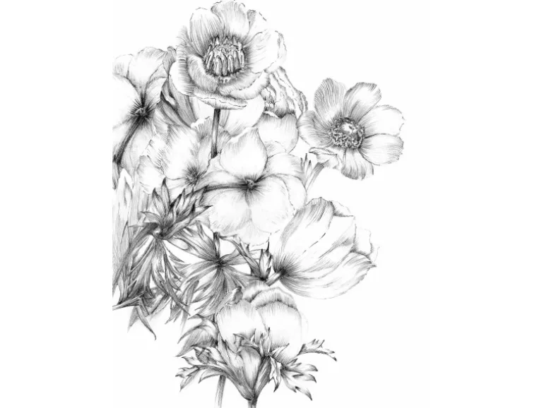 Komar Fototapete Embroidery Schwarz-Weiß 184 x 248 cm 611112