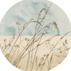 Komar Selbstklebende Runde Tapete Gazon Beige und Blau Ø 125 cm 611169