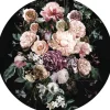 Komar Selbstklebende Runde Tapete Enchanted Flowers Rosa und Schwarz Ø 125 cm 611155
