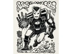 Komar Wandbild Marvel Iron Man Lino-Cut 40 cm x 50 cm Schwarz-Weiß