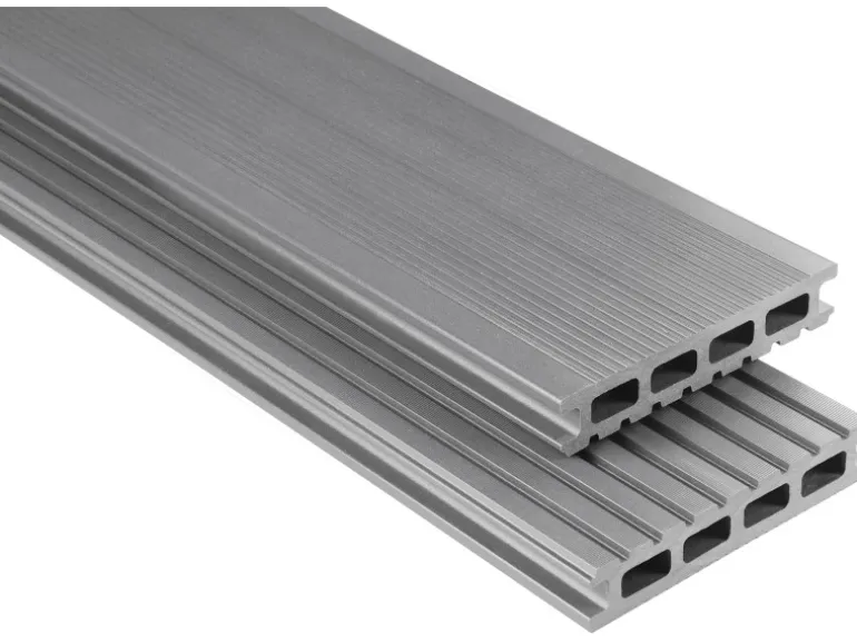 Kovalex WPC Terrassendiele Glatt Grau Zuschnitt 2,6 cm x 14,5 cm x 310 cm