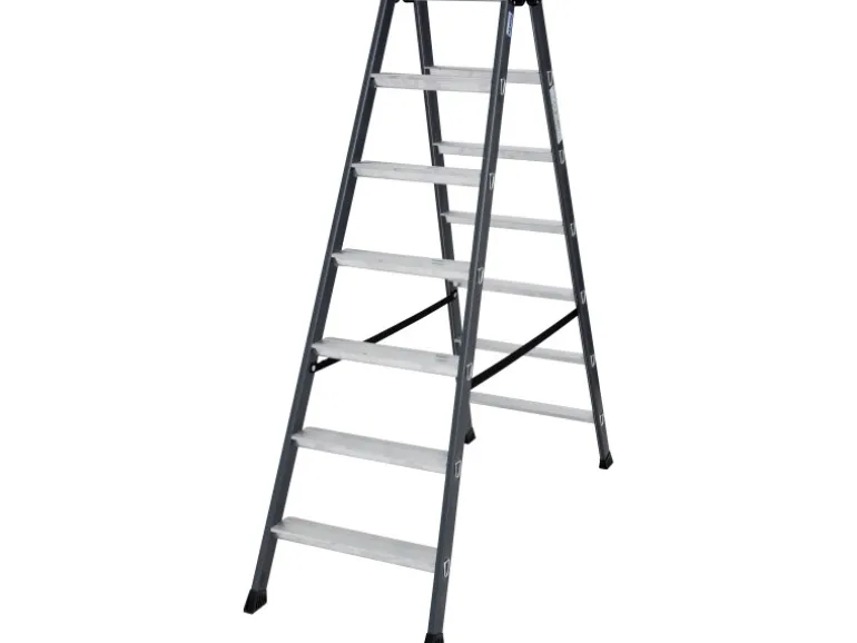 Krause Doppelleiter SePro D 2 x 7 Stufen 150 cm x 53 cm x 136 cm Eloxiert