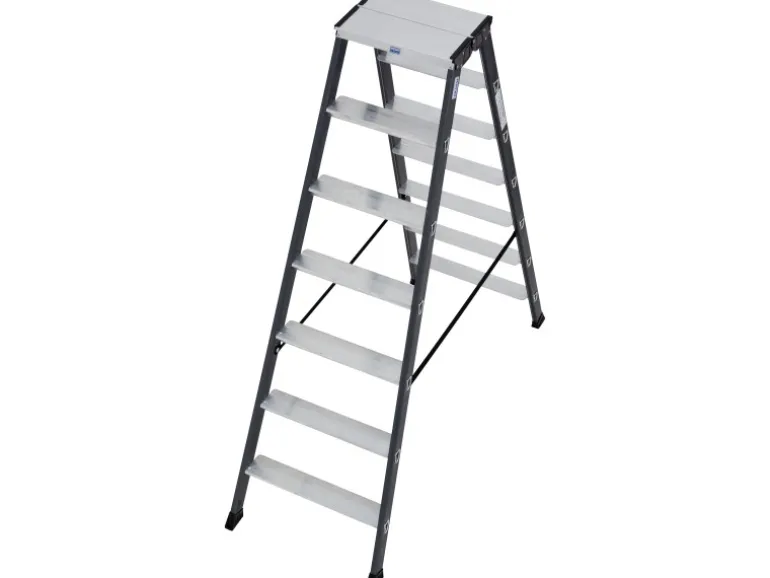 Krause Doppelleiter SePro D 2 x 7 Stufen 150 cm x 53 cm x 136 cm Eloxiert