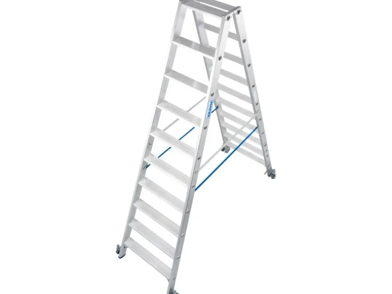 Krause Doppelleiter Stabilo 2 x 10 Stufen Fahrbar 235 cm x 82 cm x 197 cm