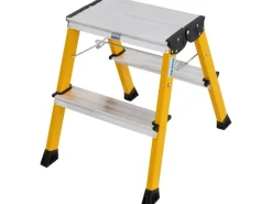 Krause Klapptritt Rolly Fahrbar 2 x 2 Stufen 45 cm x 40 cm x 50 cm Gelb