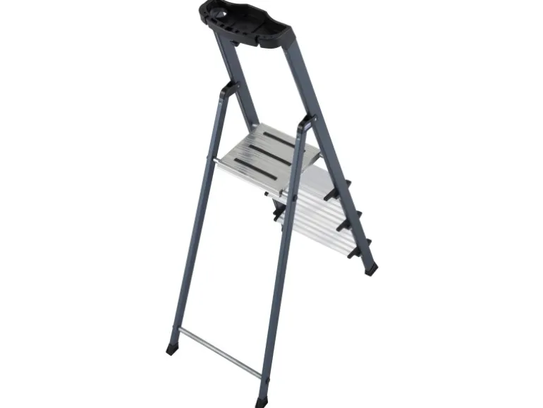 Krause Stehleiter Securo 4 Stufen Eloxiert 145 cm x 46 cm x 85 cm
