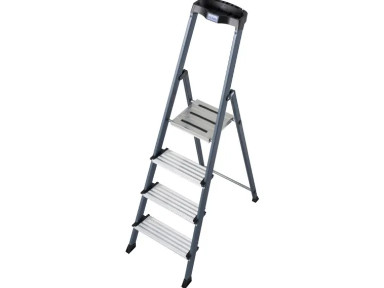 Krause Stehleiter Securo 4 Stufen Eloxiert 145 cm x 46 cm x 85 cm