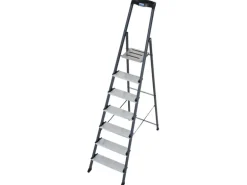 Krause Stehleiter Securo 7 Stufen Eloxiert 210 cm x 53 cm x 128 cm