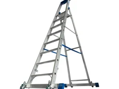 Krause Stehleiter Stabilo mit Traversen Fahrbar 8 Stufen 250 cm x 98 cm x 160 cm