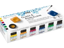 Kreul Glas- und Porzellanmalfarben Clear 6er Set 20 ml mit Pinsel