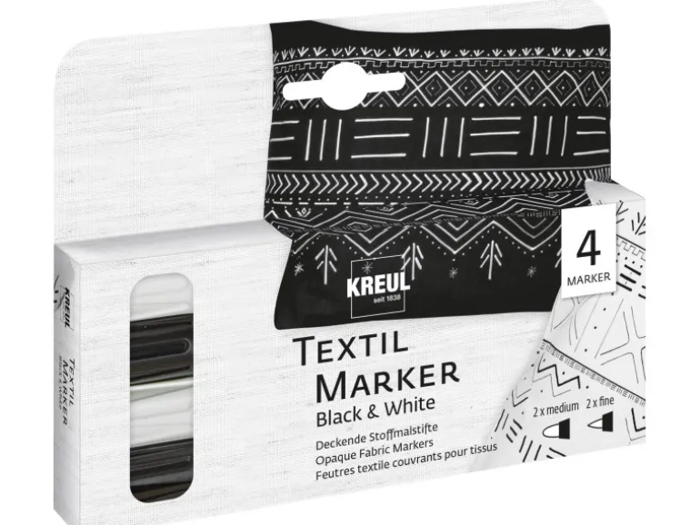 Kreul Textil Marker Opak 4er Set Black & White