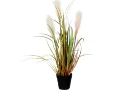 Kunstpflanze Ried Gras Hellbraun Topf-Ø 10 cm H 53 cm, Ø: 30 cm