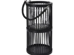 Laterne Bambus Ø 16 cm x 30 cm Schwarz