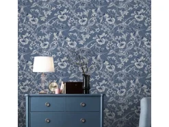 Laura Ashley Vliestapete Summerhill Midnight Blue Blau FSC®