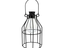 LED Solar-Laterne Metall 10 cm x 10 cm x 17 cm Schwarz