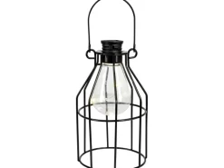 LED Solar-Laterne Metall 10 cm x 10 cm x 17 cm Schwarz