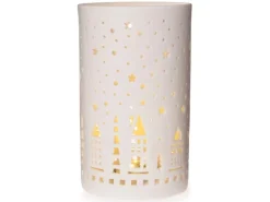 LED-Windlicht mit Sternen Ø 10,5 cm x 17,5 cm Weiß
