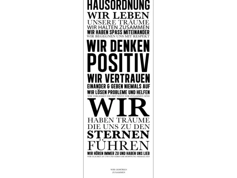 Leinwandbild Hausordnung I 27 cm x 77 cm