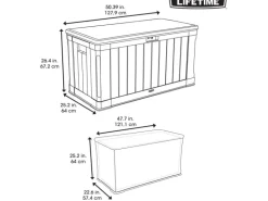 Lifetime Gartenbox 128 cm x 64 cm x 67 cm Lichtgrau