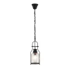 Lindby Pendelleuchte Laterne Rozalie 9624814 Retro Vintage Antik in Schwarz aus Metall 1-flammig E27 Flurleuchte