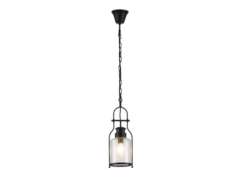 Lindby Pendelleuchte Laterne Rozalie 9624814 Retro Vintage Antik in Schwarz aus Metall 1-flammig E27 Flurleuchte