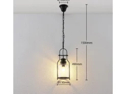 Lindby Pendelleuchte Laterne Rozalie 9624814 Retro Vintage Antik in Schwarz aus Metall 1-flammig E27 Flurleuchte