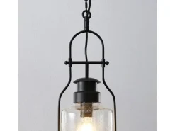 Lindby Pendelleuchte Laterne Rozalie 9624814 Retro Vintage Antik in Schwarz aus Metall 1-flammig E27 Flurleuchte