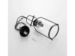 Lindby Pendelleuchte Laterne Rozalie 9624814 Retro Vintage Antik in Schwarz aus Metall 1-flammig E27 Flurleuchte