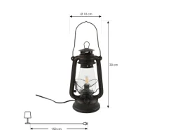 Lindby Tischlampe Laterne Raisa 9624812 Retro Vintage Antik in Braun aus Metall 1-flammig E14 Wohnzimmerleuchte