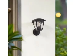 Lindby Wandleuchte Außen Laterne Isidoro 10025889 Spritzwassergeschützt Modern in Schwarz 1-flammig E27