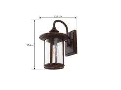 Lindby Wandleuchte Außen Laterne Zayn 10036407 Retro Vintage Antik in Braun aus Aluminium 1-flammig E27