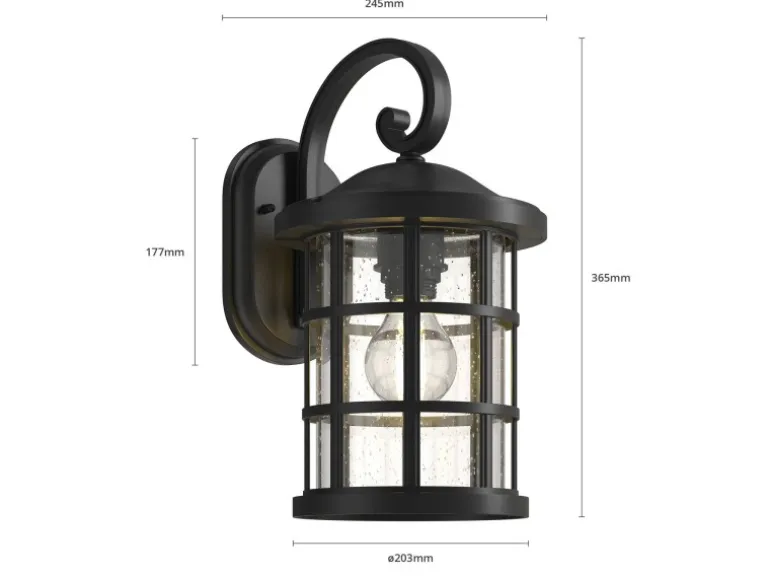Lindby Wandleuchte Außen Laterne Ankea 9624761 Retro Vintage Antik in Schwarz 1-flammig E27
