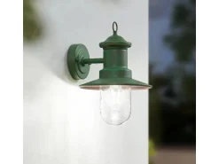 Lindby Wandleuchte Außen Laterne Eloretta 10025907 Spritzwassergeschützt Landhaus Vintage Rustikal in Grün aus Metall 1-flammig E27