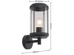 Lindby Wandleuchte Außen Laterne Ojali 9926007 Spritzwassergeschützt Modern in Schwarz aus Aluminium 1-flammig E27