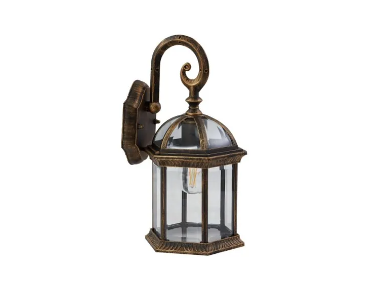 Lindby Wandleuchte Außen Laterne Adelisa 10025849 Spritzwassergeschützt Landhaus Vintage Rustikal in Bronze aus Aluminium 1-flammig E27