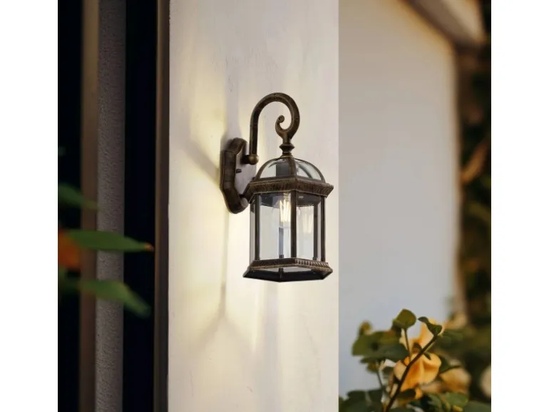 Lindby Wandleuchte Außen Laterne Adelisa 10025849 Spritzwassergeschützt Landhaus Vintage Rustikal in Bronze aus Aluminium 1-flammig E27