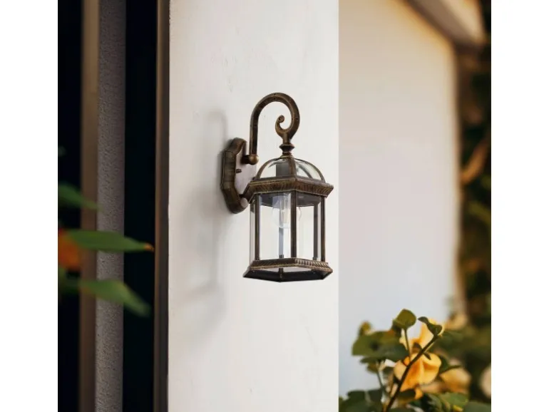 Lindby Wandleuchte Außen Laterne Adelisa 10025849 Spritzwassergeschützt Landhaus Vintage Rustikal in Bronze aus Aluminium 1-flammig E27