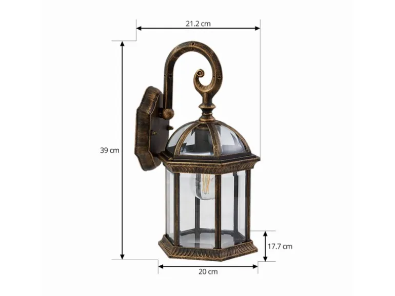 Lindby Wandleuchte Außen Laterne Adelisa 10025849 Spritzwassergeschützt Landhaus Vintage Rustikal in Bronze aus Aluminium 1-flammig E27