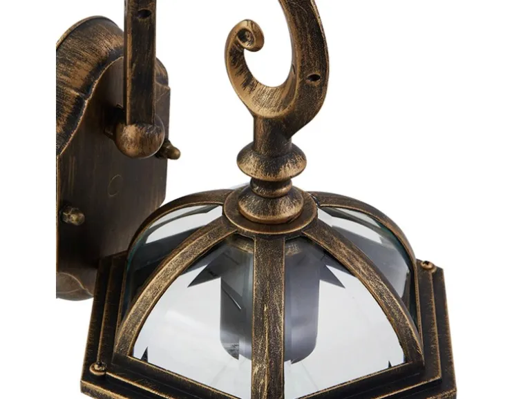 Lindby Wandleuchte Außen Laterne Adelisa 10025849 Spritzwassergeschützt Landhaus Vintage Rustikal in Bronze aus Aluminium 1-flammig E27