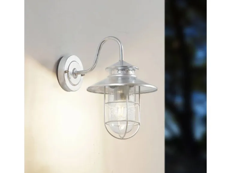 Lindby Wandleuchte Außen Laterne Naleta 10025904 Spritzwassergeschützt Vintage Industriell in Alu aus Metall 1-flammig E27
