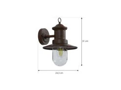 Lindby Wandleuchte Außen Laterne Eloretta 10025908 Spritzwassergeschützt Landhaus Vintage Rustikal in Braun aus Metall 1-flammig E27