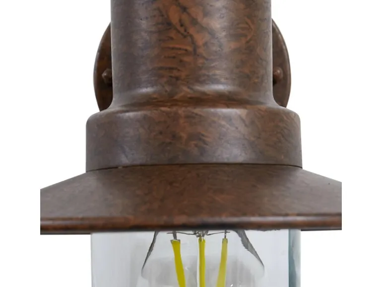 Lindby Wandleuchte Außen Laterne Eloretta 10025908 Spritzwassergeschützt Landhaus Vintage Rustikal in Braun aus Metall 1-flammig E27