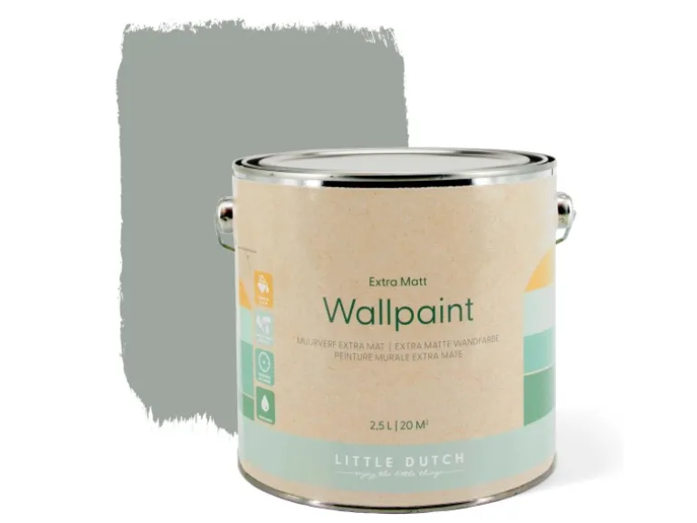 Little Dutch Wandfarbe Dusty Grey Grau Matt 2,5 l