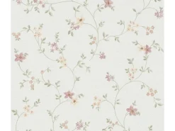 Livingwalls Tapete Blumenmuster Creme-Beige Grün Rosa und Orange 53 cm x 10,05 m AS-937701