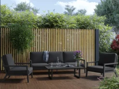 Lounge-Gruppe Springtown 4-teilig Aluminium Schwarz-Dunkelgrau