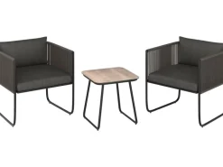 Lounge-Set Fullerton 3-teilig Wicker Stahl Anthrazit-Grau